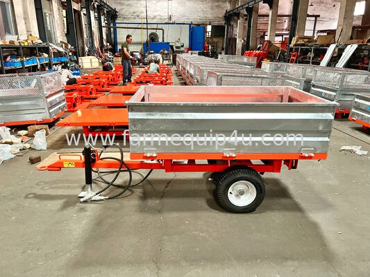 Tractor Tow Behind 2 Wheel Hydraulic Tipper Trailer With Add On Mesh Panels 0.5ton 500kgs supplier