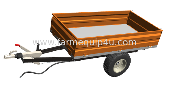 Tractor Tow Behind 2 Wheel Hydraulic Tipper Trailer With Overrun Brake 1.5ton supplier