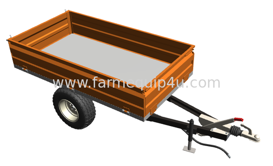 Tractor Tow Behind 2 Wheel Hydraulic Tipper Trailer With Overrun Brake 1.5ton supplier